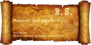 Maszal Balambér névjegykártya